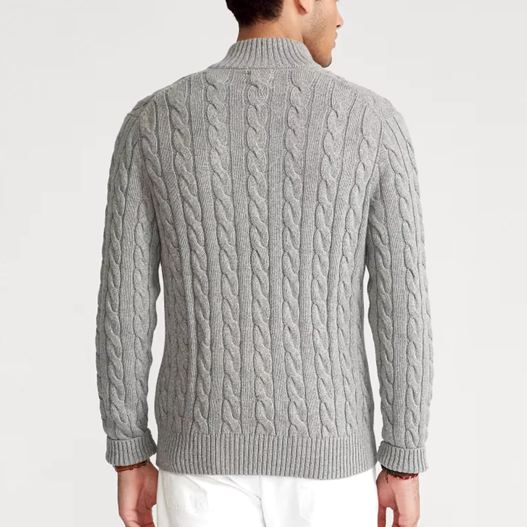 Pull en maille torsadée à demi-zip pour homme – Indispensable d'hiver confortable