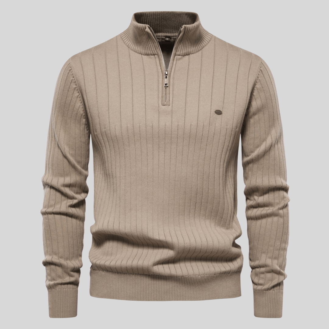 Pull à col montant côtelé pour hommes, demi-zip, pour toutes les occasions
