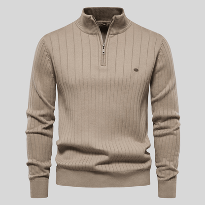 Pull à col montant côtelé pour hommes, demi-zip, pour toutes les occasions