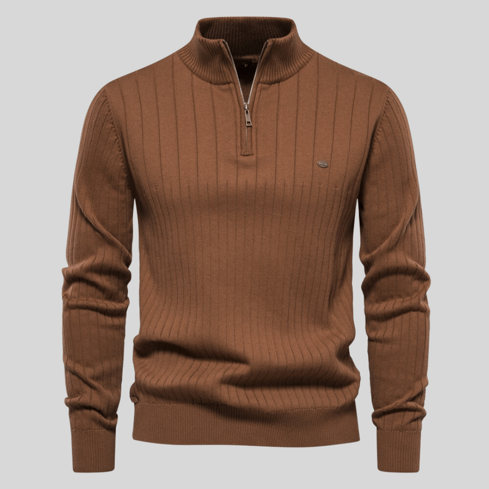 Pull à col montant côtelé pour hommes, demi-zip, pour toutes les occasions