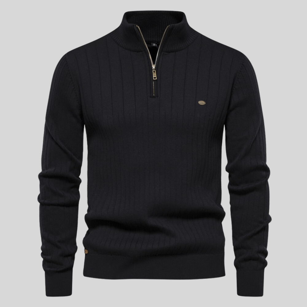 Pull à col montant côtelé pour hommes, demi-zip, pour toutes les occasions