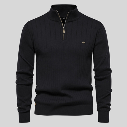 Pull à col montant côtelé pour hommes, demi-zip, pour toutes les occasions