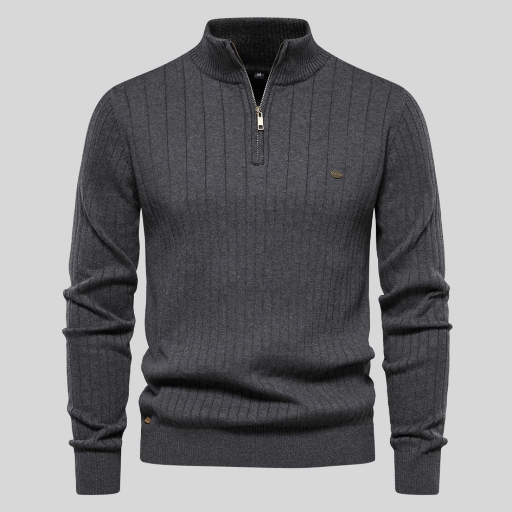 Pull à col montant côtelé pour hommes, demi-zip, pour toutes les occasions