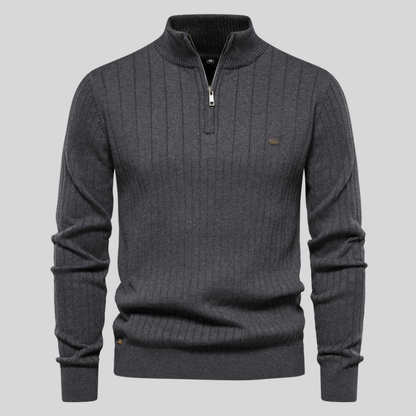 Pull à col montant côtelé pour hommes, demi-zip, pour toutes les occasions