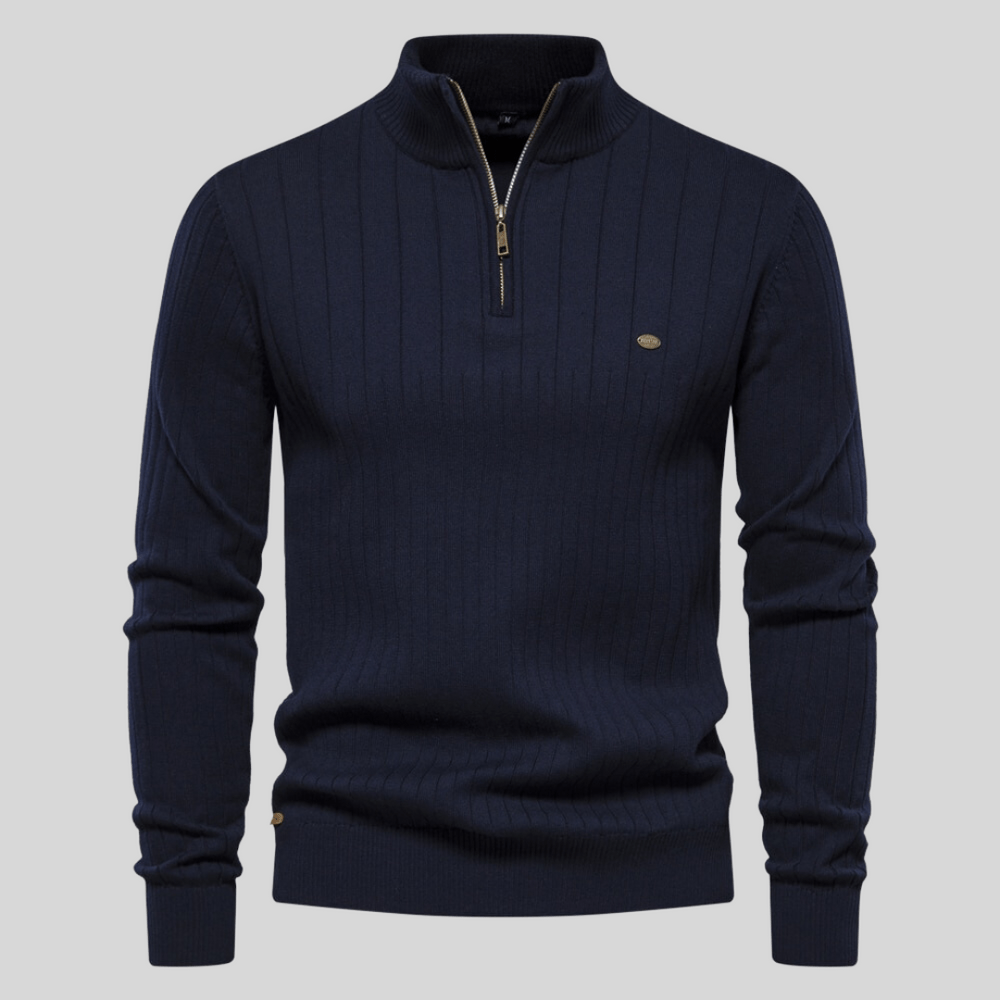 Pull à col montant côtelé pour hommes, demi-zip, pour toutes les occasions
