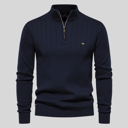 Pull à col montant côtelé pour hommes, demi-zip, pour toutes les occasions