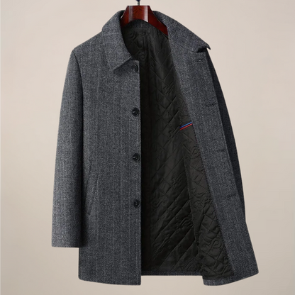 Manteau de voiture en chevrons pour homme – Col pointu élégant