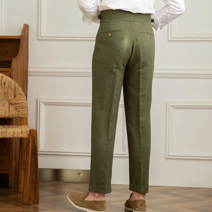 Pantalon plissé taille haute style italien pour hommes pour événements formels