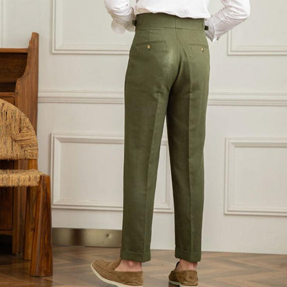 Pantalon plissé taille haute style italien pour hommes pour événements formels