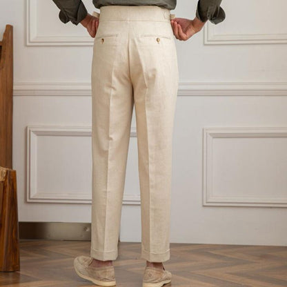 Pantalon plissé taille haute style italien pour hommes pour événements formels