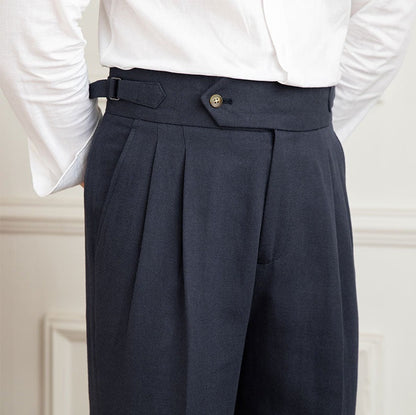 Pantalon plissé taille haute style italien pour hommes pour événements formels