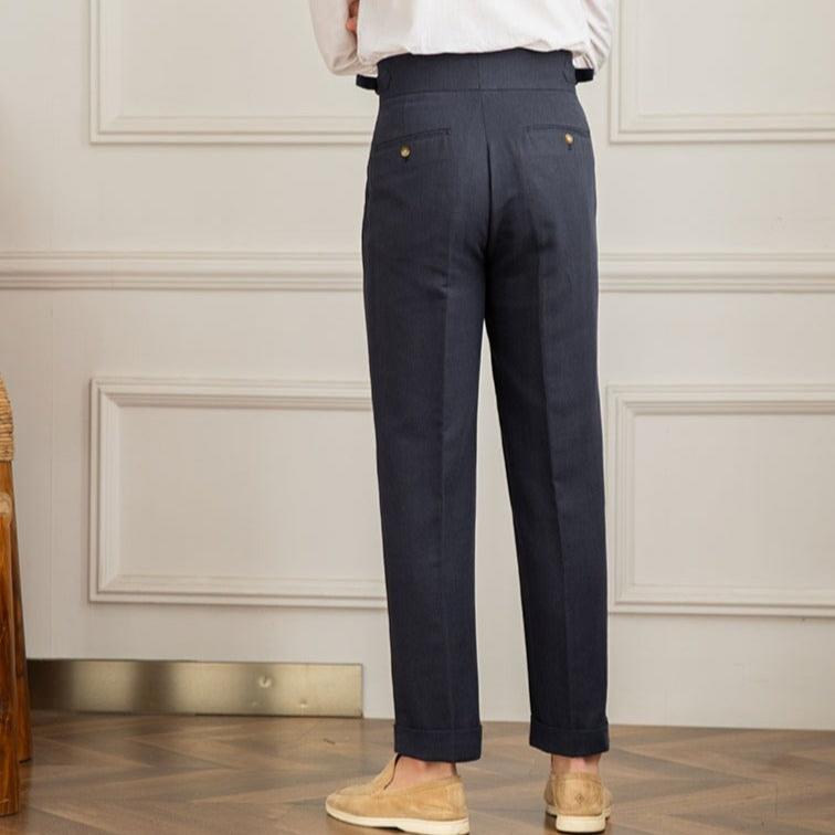 Pantalon plissé taille haute style italien pour hommes pour événements formels