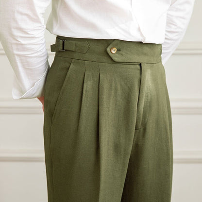 Pantalon plissé taille haute style italien pour hommes pour événements formels