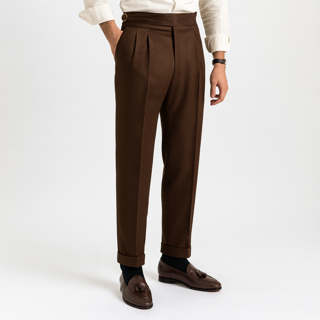Pantalons Plissés Taille Haute pour Hommes pour Événements Chic