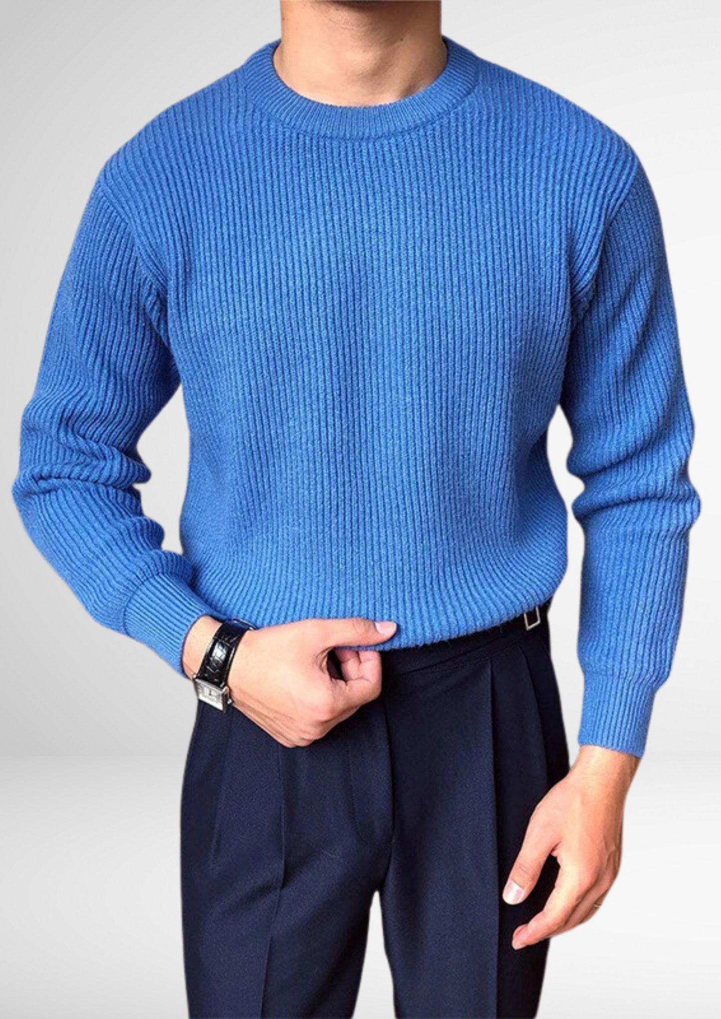 Pull en Tricot à Col Rond pour Hommes, Idéal Toute l'Année
