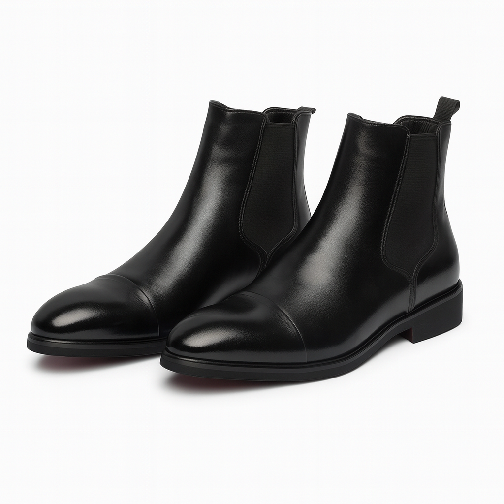 Bottines Chelsea en Similicuir pour Hommes avec Design à Bout Cap