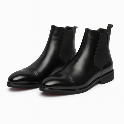 Bottines Chelsea en Similicuir pour Hommes avec Design à Bout Cap