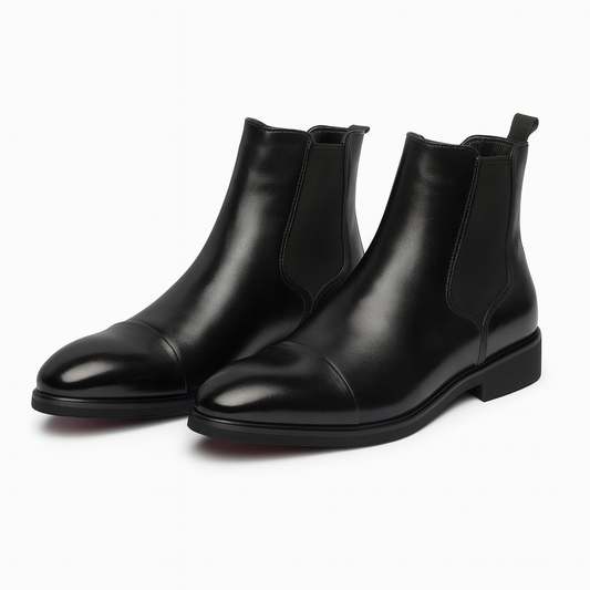 Bottines Chelsea en Similicuir pour Hommes avec Design à Bout Cap