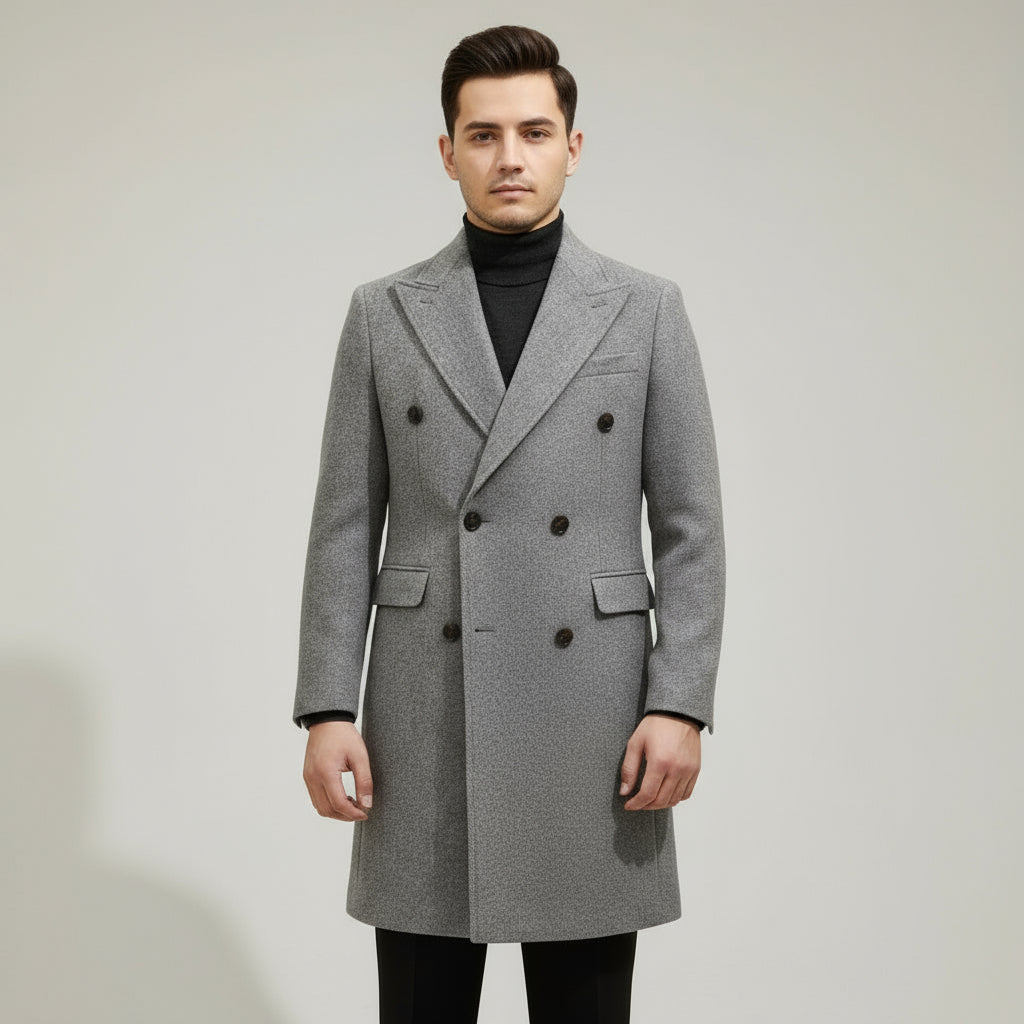Manteau d'Hiver Gris de Style Italien pour Homme