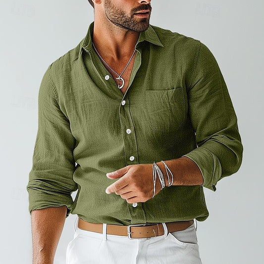 Chemise en Coton à Manches Longues pour Homme – Idéale pour les Rassemblements d'Été