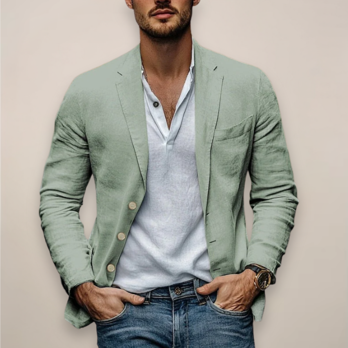 Blazer en Lin pour Hommes pour Événements d'Été Élégants