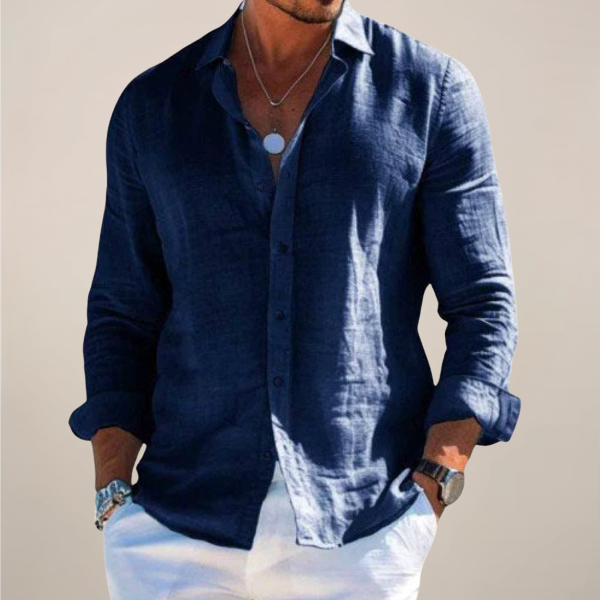 Chemise en Lin pour Homme à Manches Longues - Élégante Boutonnée pour Toutes les Occasions