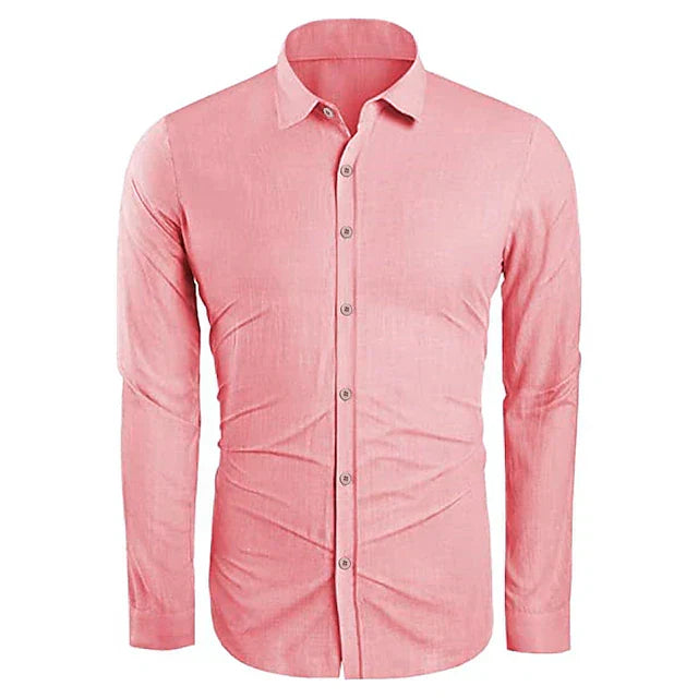 Chemise en Lin à Manches Longues pour Hommes pour le Printemps et l'Été