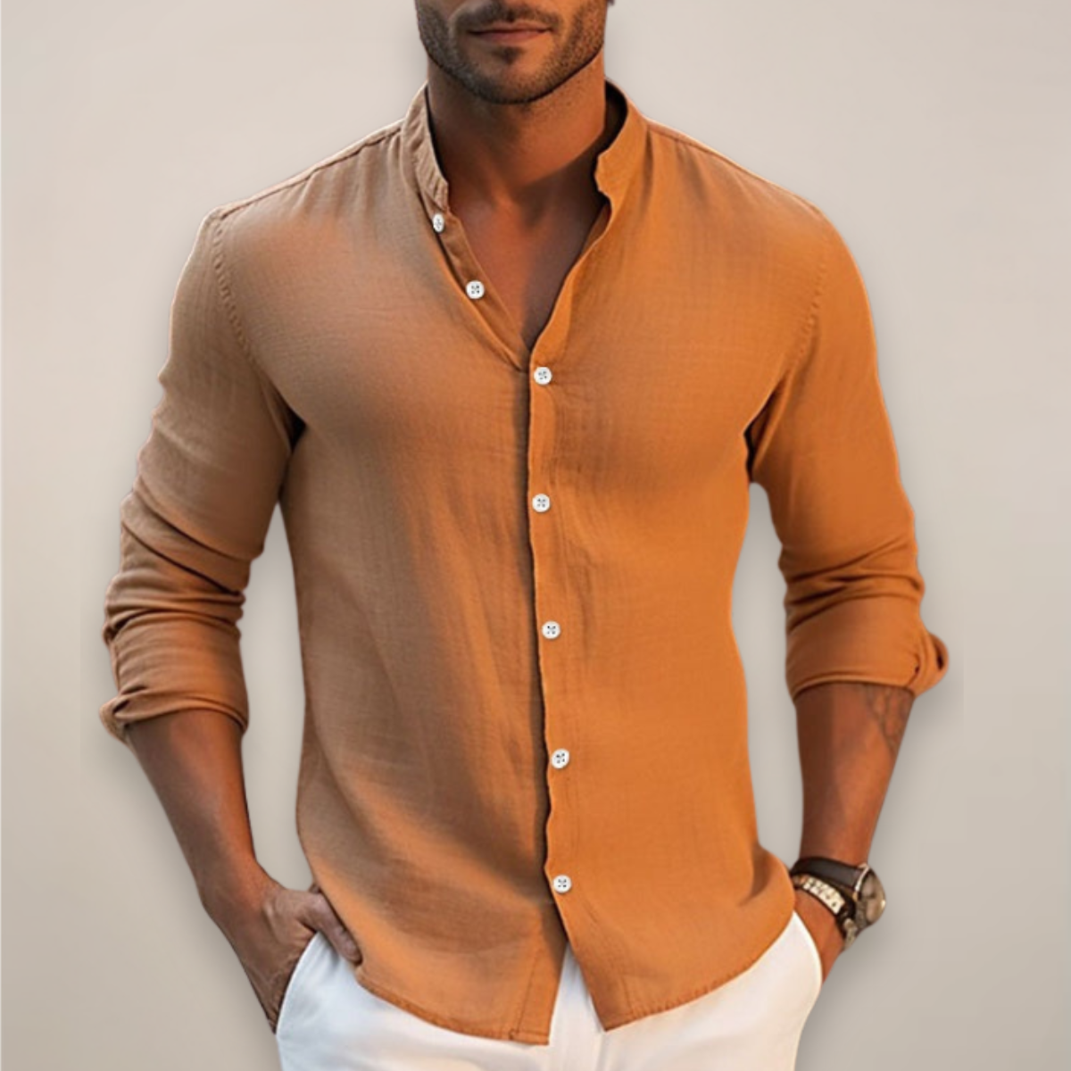 Chemise d'été en lin pour hommes – Chemise à manches courtes avec boutons pour occasions élégantes
