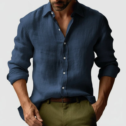Chemise Vintage en Lin pour Hommes à Boutons pour Événements Smart-Casual
