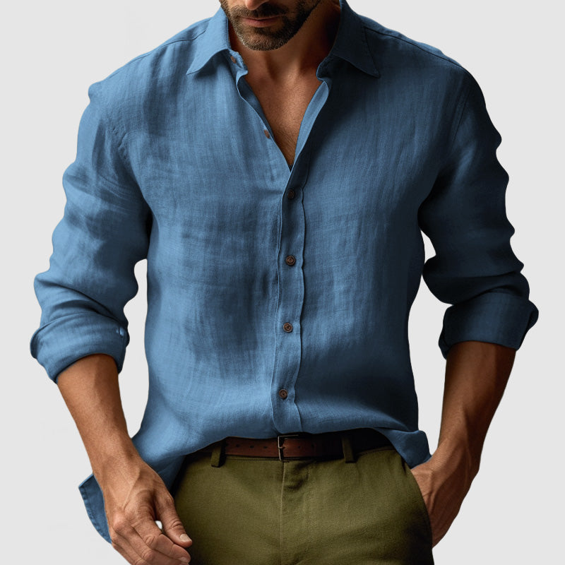 Chemise Vintage en Lin pour Hommes à Boutons pour Événements Smart-Casual