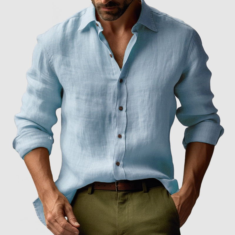 Chemise Vintage en Lin pour Hommes à Boutons pour Événements Smart-Casual
