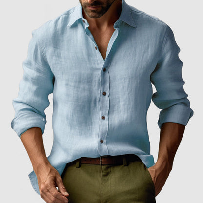 Chemise Vintage en Lin pour Hommes à Boutons pour Événements Smart-Casual
