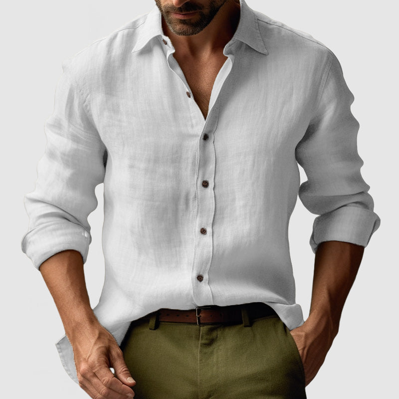 Chemise Vintage en Lin pour Hommes à Boutons pour Événements Smart-Casual