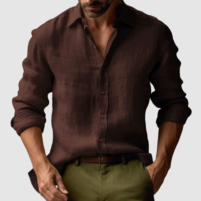 Chemise Vintage en Lin pour Hommes à Boutons pour Événements Smart-Casual