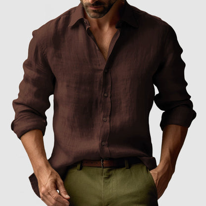 Chemise Vintage en Lin pour Hommes à Boutons pour Événements Smart-Casual