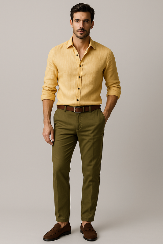 Chemise Vintage en Lin pour Hommes à Boutons pour Événements Smart-Casual