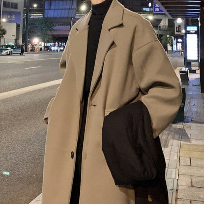 Manteau Long pour Homme avec Ceinture – Design en Laine Classique pour Occasions Formelles