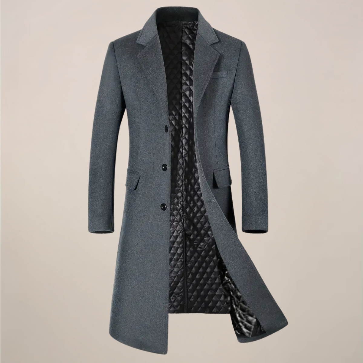 Manteau Long Classique pour Hommes à Revers pour l'Automne et l'Hiver
