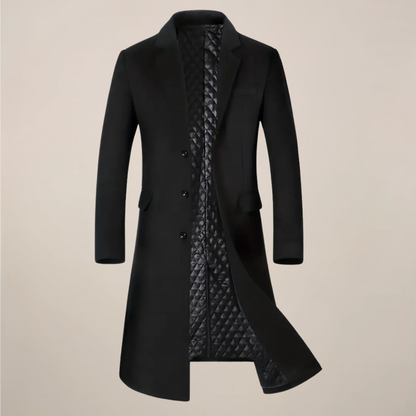 Manteau Long Classique pour Hommes à Revers pour l'Automne et l'Hiver