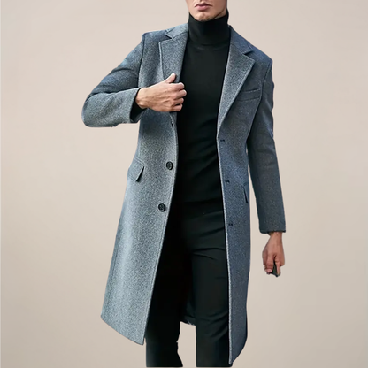 Manteau Long Classique pour Hommes à Revers pour l'Automne et l'Hiver