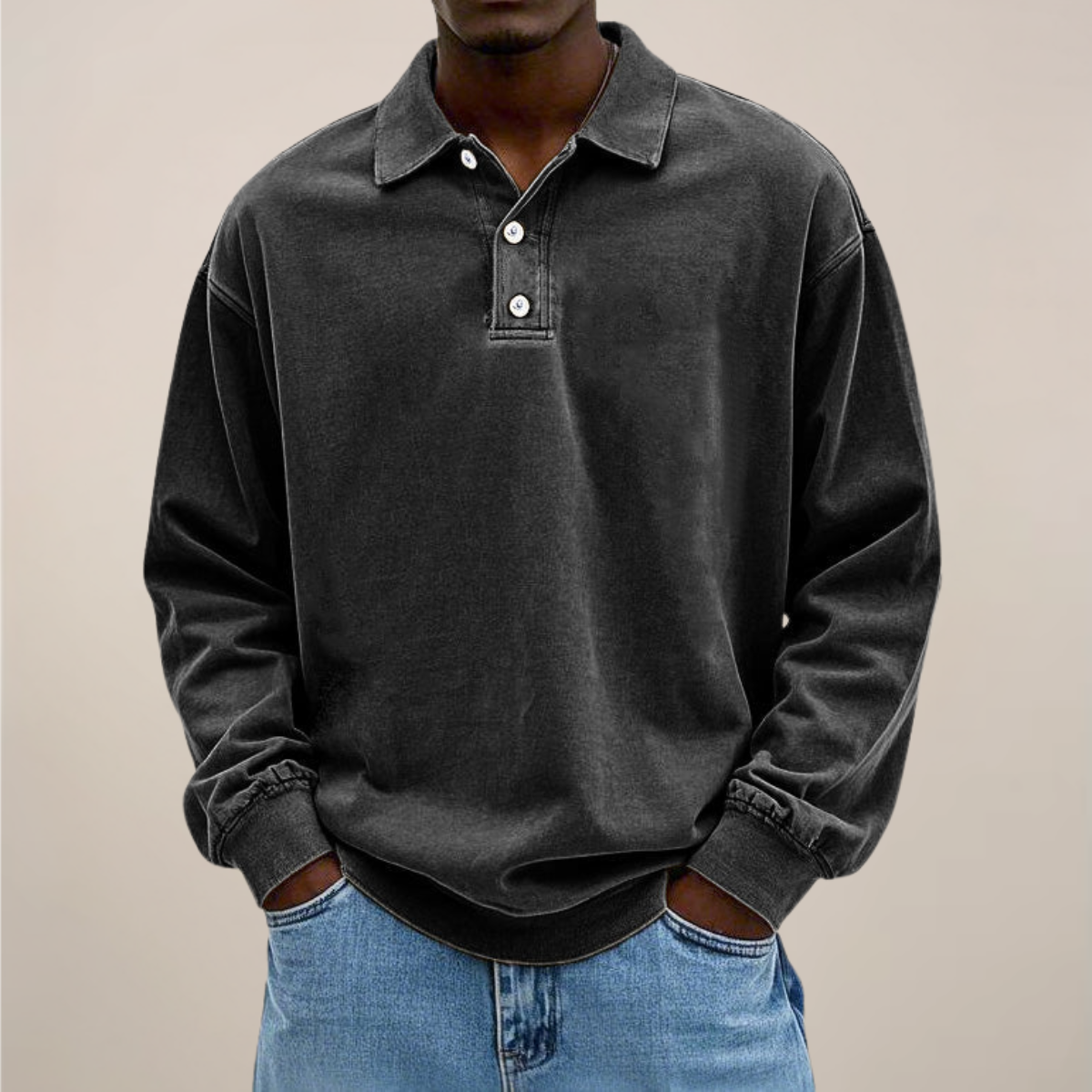 Polo à Manches Longues pour Hommes - Mélange de Coton Élégant pour Toutes les Occasions