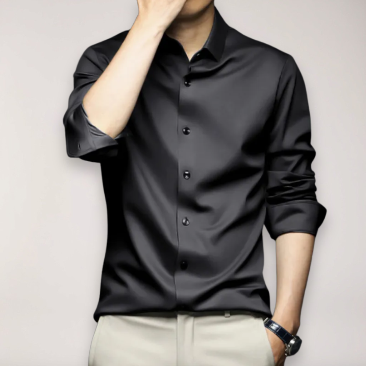 Chemise à Boutons pour Hommes - Mélange de Coton Élégant pour le Travail et les Loisirs