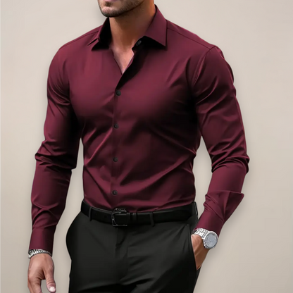 Chemise à Manches Longues pour Hommes – Col Classique à Encoches pour Toutes les Occasions