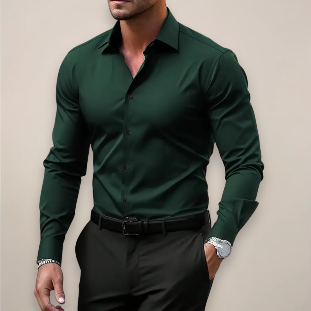 Chemise à Manches Longues pour Hommes – Col Classique à Encoches pour Toutes les Occasions