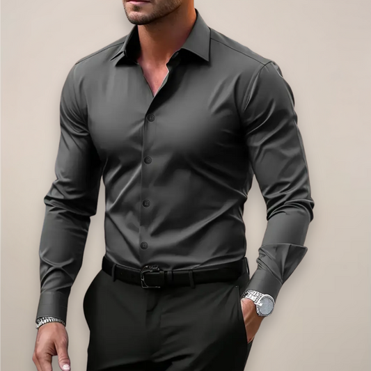 Chemise à Manches Longues pour Hommes – Col Classique à Encoches pour Toutes les Occasions