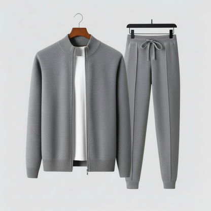 Pull zippé confortable pour homme et pantalon à cordon pour un style décontracté
