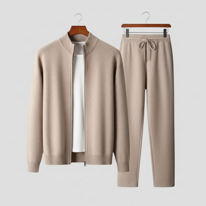 Pull zippé confortable pour homme et pantalon à cordon pour un style décontracté