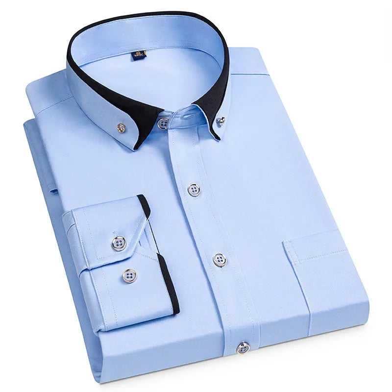 Chemise à Col Bicolore pour Hommes pour Occasions Élégantes