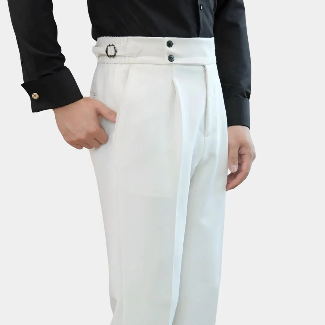 Pantalons Plissés pour Hommes avec Réglages Latéraux pour Occasions Élégantes
