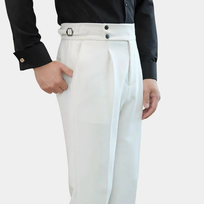 Pantalons Plissés pour Hommes avec Réglages Latéraux pour Occasions Élégantes